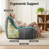 Artiss Bean Bag Chair Cover with Filler Soft Corduroy DIY Stuffed Animal Storage Bean Bag for Adults, Washable Lazy Sofa for Living Room Bedroom, Grey - Top-Down View