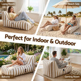 Artiss Outdoor Bean Bag Chair with Filler Splash-Proof Beanbag Lounge DIY Stuffed Animal Storage Bean Bag Washable for Patio Poolside Relaxing, Taupe - Rear View