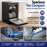 Devanti 10 Place Settings Freestanding Dishwasher Black - Top-Down View