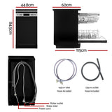 Devanti 10 Place Settings Freestanding Dishwasher Black - Front View