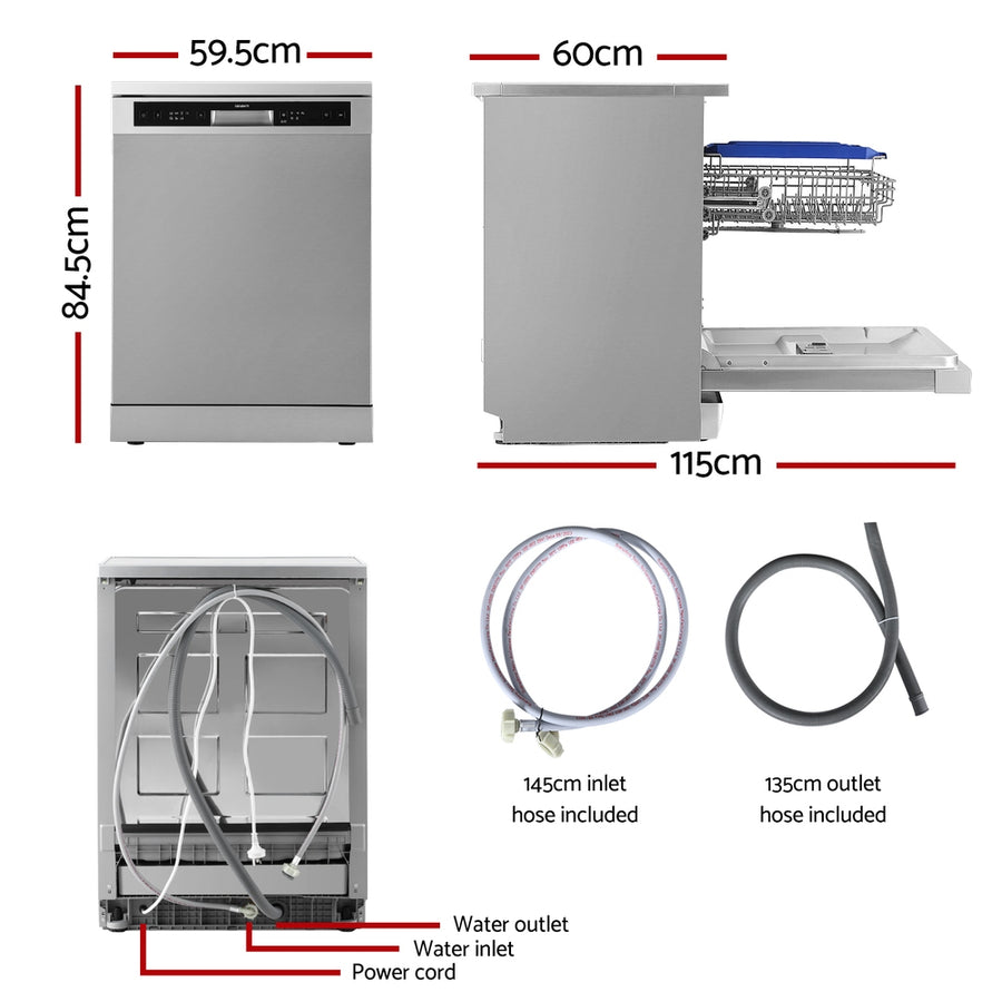 Devanti 60cm 14 Place Settings Freestanding Dishwasher Silver, image 2