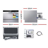 Devanti 6 Place Settings Benchtop Dishwasher Sliver - Front View