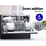 Devanti 6 Place Settings Benchtop Dishwasher Black - Top-Down View