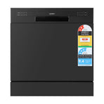 Devanti 8 place setting benchtop dishwasher in black with LED display, stainless steel interior