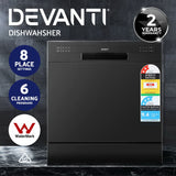 Devanti 8 Place Settings Benchtop Dishwasher Black - Top-Down View
