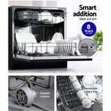 Devanti 8 Place Settings Benchtop Dishwasher Black - 45-Degree Angle