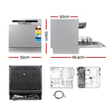 Devanti 8 Place Settings Benchtop Dishwasher Sliver - Front View