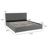 King Fabric Gas Lift Bed Frame with Headboard - Dark Grey
