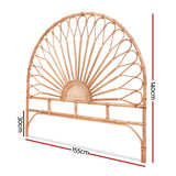 Artiss Bed Headboard Queen Bedhead Rattan - MARI Pine - Front View
