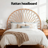 Artiss Bed Headboard Queen Bedhead Rattan - MARI Pine - Top-Down View