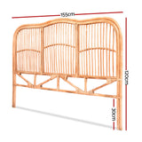 Artiss Bed Headboard Queen Bedhead Rattan - NERO Pine - Front View