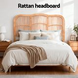 Artiss Bed Headboard Queen Bedhead Rattan - NERO Pine - Top-Down View