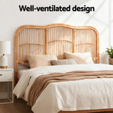 Artiss Bed Headboard Queen Bedhead Rattan - NERO Pine - 45-Degree Angle