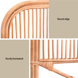 Artiss Bed Headboard Queen Bedhead Rattan - NERO Pine - Rear View
