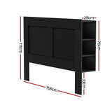 Artiss Bed Head Headboard Queen with Shelves - CABI Black - Front View