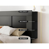 Artiss Bed Head Headboard Queen with Shelves - CABI Black - 45-Degree Angle