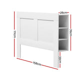 Artiss Bed Head Headboard Queen with Shelves - CABI White - Front View