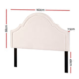 Artiss Bed Frame Bed Head Headboard Queen Velvet IRIS Beige - Front View