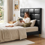 Artiss Bed Headboard Queen Bedhead PU Leather Black - Close-Up Angle