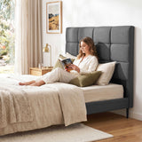 Artiss Bed Headboard Queen Bedhead Linen Fabric Charcoal - Close-Up Angle