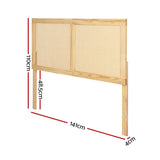 Artiss Bed Head Headboard Double Rattan - RIBO Pine - Front View