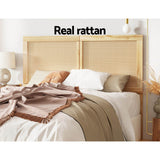 Artiss Bed Head Headboard Double Rattan - RIBO Pine - Top-Down View
