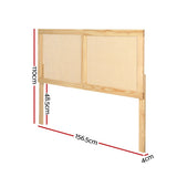 Artiss Bed Head Headboard Queen Rattan - RIBO Pine - Front View