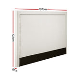 Artiss Bed Head Bed Frame Headboard King Fabric - RIVE Beige White - Front View