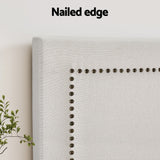 Artiss Bed Frame Bed Head Headboard Queen Fabric - RIVE Beige - 45-Degree Angle