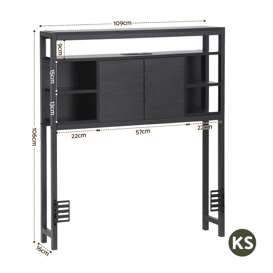 Artiss Bed Headboard King Single Storage Bedhead Charging Station Black