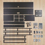 Artiss Bed Headboard King Single Storage Bedhead Charging Station Black - Low Angle