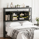 Artiss Bed Headboard King Single Storage Bedhead Charging Station Black - Extra Image