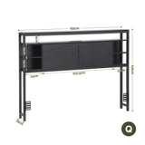 Artiss Bed Headboard Queen Storage Bedhead Charging Station Black - Front View