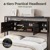 Artiss Bed Headboard Queen Storage Bedhead Charging Station Black - Top-Down View