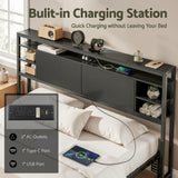Artiss Bed Headboard Queen Storage Bedhead Charging Station Black - 45-Degree Angle