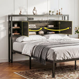 Artiss Bed Headboard Queen Storage Bedhead Charging Station Black - Extra Image