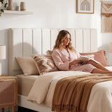 Artiss Bed Head Headboard King Linen 183CM - Beige - Close-Up Angle