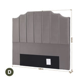 Artiss Bed Head Headboard Double Velvet 138CM - Grey - Front View