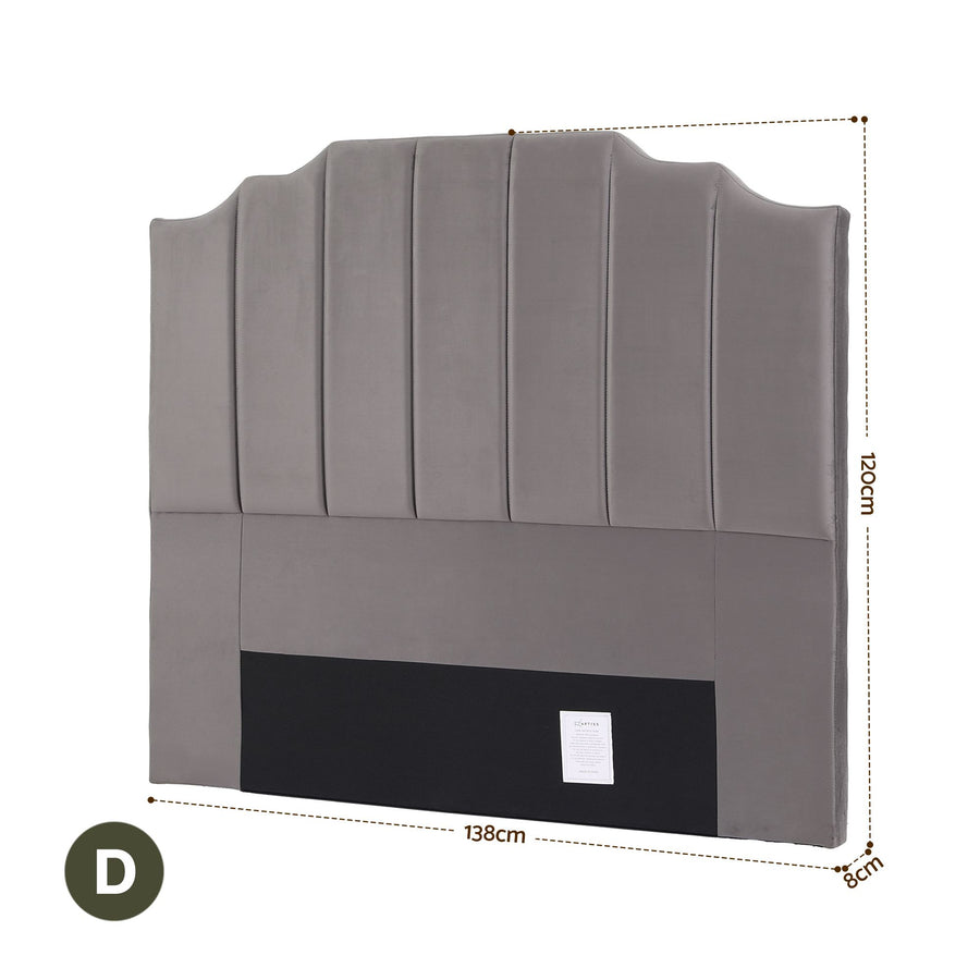 Artiss Bed Head Headboard Double Velvet 138CM - Grey