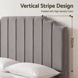 Artiss Bed Head Headboard King Velvet 183CM - Grey - 45-Degree Angle