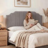 Artiss Bed Head Headboard King Velvet 183CM - Grey - Close-Up Angle