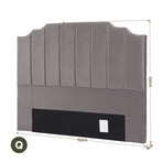 Artiss Bed Head Headboard Queen Velvet 153CM - Grey