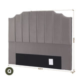 Artiss Bed Head Headboard Queen Velvet 153CM - Grey - Front View