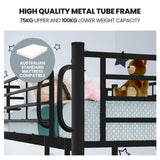 KINGSTON SLUMBER 2in1 King Single Metal Bunk Bed Frame, with Modular Design, Dark Matte Grey - Side View