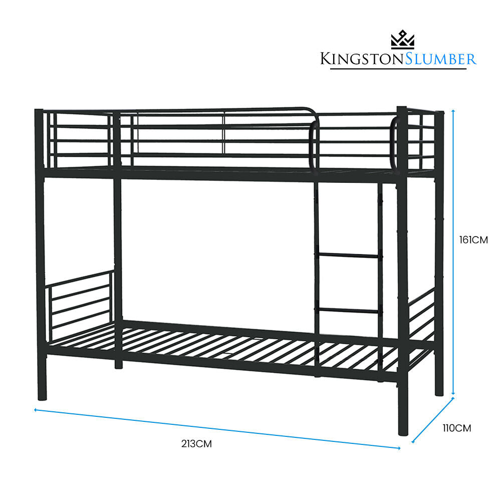 KINGSTON SLUMBER 2in1 King Single Metal Bunk Bed Frame, with Modular Design, Dark Matte Grey