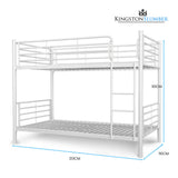 KINGSTON SLUMBER 2in1 King Single Metal Bunk Bed Frame, with Modular Design, Matte White - Rear View