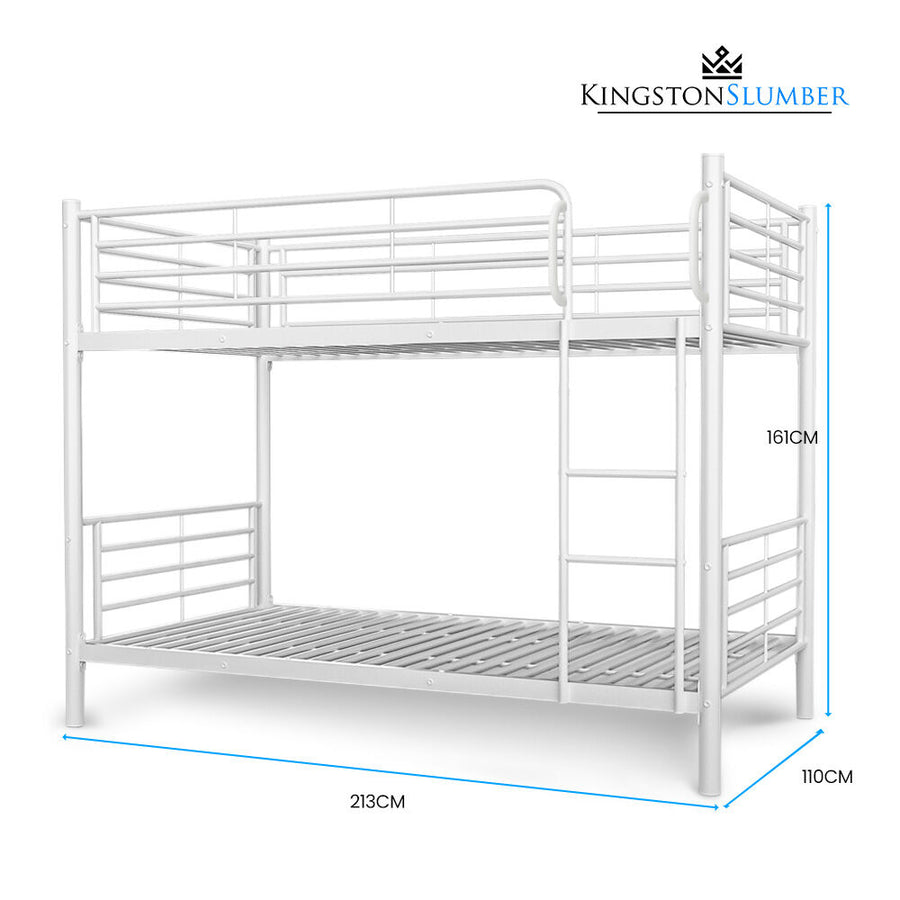 KINGSTON SLUMBER 2in1 King Single Metal Bunk Bed Frame, with Modular Design, Matte White