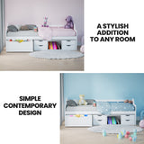 Kingston Slumber Wooden Single Sofa Bed Frame with Storage Drawers - White - Front View