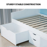 Kingston Slumber Wooden Single Sofa Bed Frame with Storage Drawers - White - 45-Degree Angle