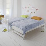 KINGSTON SLUMBER Wooden Single Bed Frame w/ Pop Up Trundle, for Kids Bedroom, White - Front View